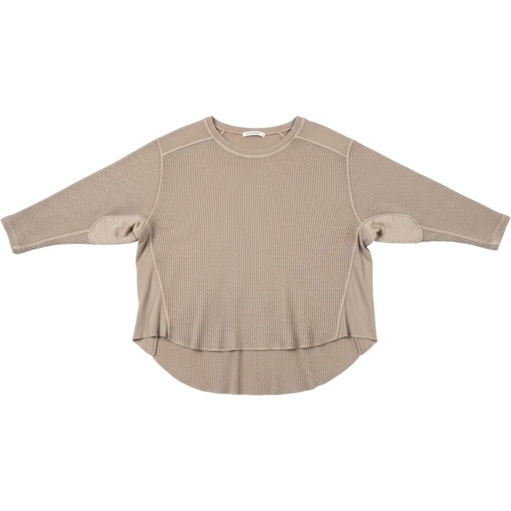 Free People One Blake Waffle Knit Thermal Top Taupe Tan Oversized Md Lagenlook